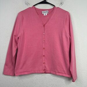 Pendleton Sweater Womens Petite M Pink Silk‎ VTG 2 Piece Button Preppy Cardigan